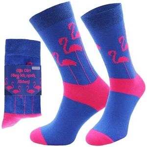 Lustige Socken FLAMINGO Spruch Banderole 1 Paar Baumwolle Weichbund Chili Socks - Bild 1 von 7