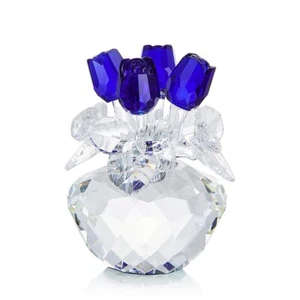 Statuina rosa blu cristallo K9 bouquet ornamento fiori vetro - NOYISTAR - Foto 1 di 2