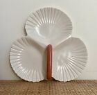 Vintage Poole Pottery England 3 section shell Appetiser Dish *Pink handle