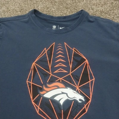 Camiseta Para Hombre Nike Denver Broncos NFL Grande Azul Dri-Fit Corte Atlético Gráfico Foto 1 de 4