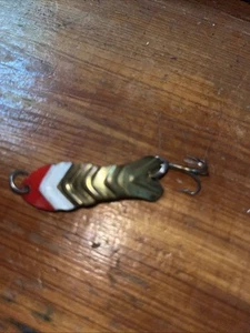 RARE OLD SHARPIE Spinning Lure Fishing Lure SPINNING BAIT Red/White/Gold #11 - Picture 1 of 10