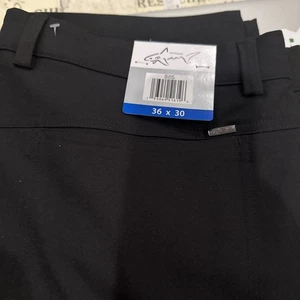 Pantalones de vestir planos GREG NORMAN Ultimate 5 bolsillos negros elásticos talla 36 x 30 - Imagen 1 de 14