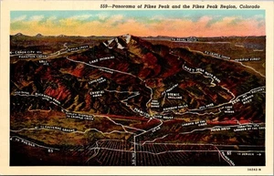Postal Panorama PIKES PEAK Colorado CO - Imagen 1 de 2