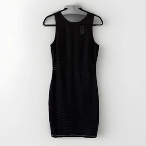 Pilgrim Stretch Midi Dress Black Bodycon Part Sheered Cocktail Event Sz10 - Picture 1 of 7