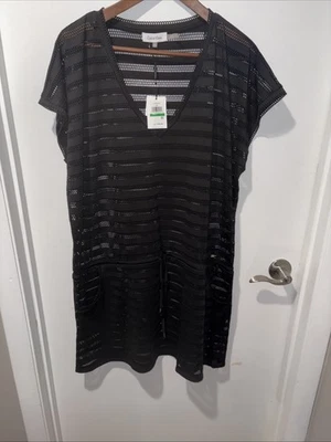 Encubrimiento básico de natación con cordón para mujer Calvin Klein ~ negro talla XL ~ NUEVO CON ETIQUETAS Foto 1 de 3
