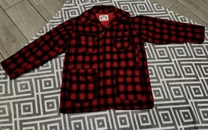 Vintage 523 WOOLRICH Red Buffalo Plaid Lined Hunting Coat Jacket Large Size 42  - Bild 1 von 22
