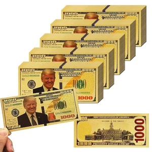 10 x Billete de $1000 dólares Donald Trump de lámina de oro MAGA Presidencial 10 billetes ~ NUEVO ~ - Imagen 1 de 1