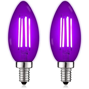 Luxrite E12 LED Filament Purple Light Bulbs, 4.5W=40W, UL, E12 Base 2 Pack - Picture 1 of 7