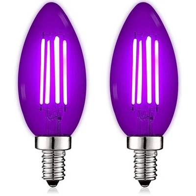 Luxrite E12 LED Filament Purple Light Bulbs, 4.5W=40W, UL, E12 Base 2 Pack - Image 1 of 4