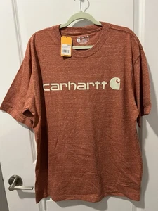 T-shirt uomo Carhartt vestibilità ampia logo pesante terracotta erica taglia large - Foto 1 di 7