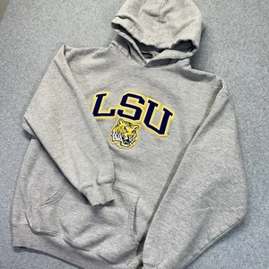 Y2K LSU Tigers Hoodie Herren L Large grau genäht Sweatshirt Pullover Vintage - Bild 1 von 9