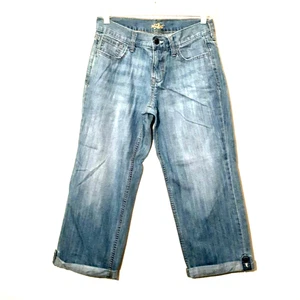 OLD NAVY FLIRT womens jeans size 2 blue boyfriend crop leg roll up button cuff - Picture 1 of 8