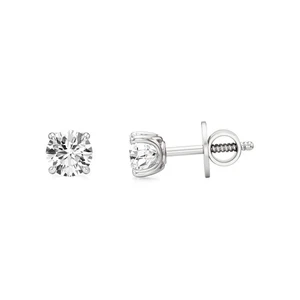 Aretes de oro blanco de 14 k de diamantes cultivados en laboratorio con certificación IGI de 1,50 quilates - Imagen 1 de 13
