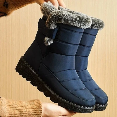 Damen Winterstiefel Wasserdicht Schnee Stiefeletten Mit Fell Warm Bequeme Schuhe - Bild 1 von 4