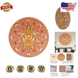 Exquisite 3D Hamsa Mandala Wooden Wall Hanging - Eco-Friendly Decor 17.7" - Picture 1 of 9