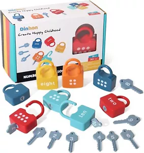 Kinder Lernschlösser mit Schlüssel Zahlen passend & zählen Montessori Spielzeug Geschenke - Bild 1 von 6