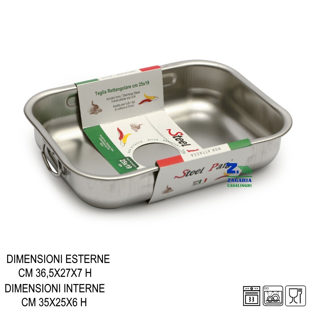 THATSRAD Teglie Forno In Acciaio Inox - 2 Pezzi 26x20x2.5 Cm - Antiaderente Per Pizza, Pane E Dolci - Foto 8