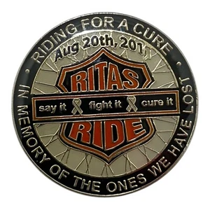 Ritas Ride Pin Motorcycle 2011 Lung Cancer Awareness Support Pin 1.5 X 1.5 In - Picture 1 of 4