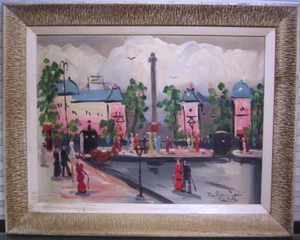 Vintage Impressionist Oil Painting France Paris Street Scene Signed - Picture 1 of 7
