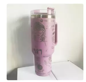 Taylor Swift Travel Mug 40oz Stainless Steel Tumbler Mug + Handle Lid Cup Pink - Picture 1 of 1
