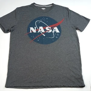 Old Navy Men's T-Shirt Size Large Gray Short Sleeve Nasa Logo Adult - Picture 1 of 8