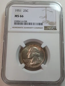 1951 Washington 25c Quarter NGC MS66 #6588414-038 - Picture 1 of 4