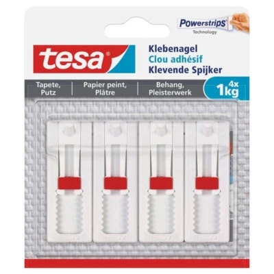Tesa Klebenagel für Tapeten & Putz verstellbar Klebehaken bis 1kg 4 St. 77774