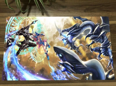 YGO Blue-Eyes White Dragon Dark Magician Playmat TCG CCG Card Game Mat - Image 1 of 4