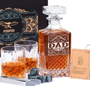 Gifts for Men Dad Father's Day, Husband Whiskey Decanter Set with 2 Glasses - Picture 1 of 7