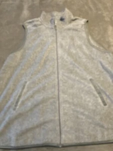 Woman Within Plus Size Fleece Vest Grey Full front zipper Pockets Stretch 22/24 - Picture 1 of 6