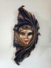 Aria - Maschera veneziana artigianale in ceramica e cuoio 