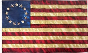Betsy Ross Flag 3x5 Ft Vintage Tea Stained 13 Stars American Flags Colonial USA - Picture 1 of 7