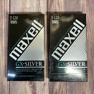 Maxell GX Silver VHS Tape Video VCR 214016 120 Minute 2 Pack Sealed - Picture 1 of 3