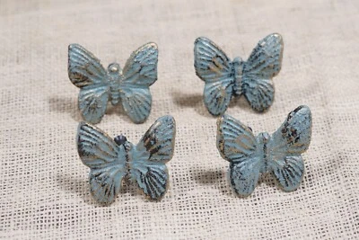 Lote de 4 perillas tiradores de cajones mariposa decorativas de hierro fundido mango de armario herrajes Foto 1 de 4