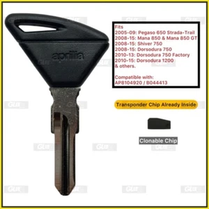 Aprilia After Market Transponder Key Dorsodura 750 1200 Mana 850 GT  Shiver 750 - Bild 1 von 2