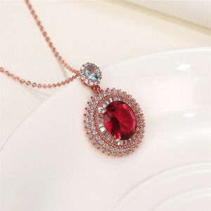 Gorgeous Rose Gold Filled Necklaces Women Cubic Zirconia Pendant Wedding Jewelry