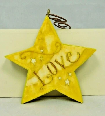 Adorno estrella amarilla con la palabra "Amor" en él - Nuevo por Blossom Bucket #35087A Foto 1 de 3