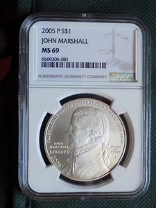 2005-P John Marshall Commemorative Silver Dollar - NGC MS69 - Picture 1 of 2