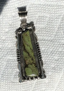 Navajo Green Gaspeite Pendant Sterling Silver Navajo Loren Begay PD2080 - Picture 1 of 5