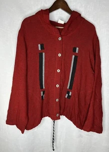 NINO WONG Vintage ARTSY LONG SLEEVED BLOUSE Hooded with POCKETS USA Size L Y2K - Picture 1 of 9