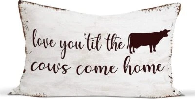 Western Cow Decorative Pillows Covers for Bed, 12X20 Pillow Cover, Cow Gifts Far - Image 1 of 3