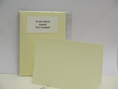 10 X A6 Vellum Inserts (105 X 143mm) Single Fold Cream 170gsm Cardmaking AM493 • 3.88€