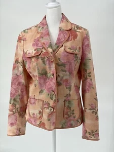 Chaqueta Blazer Vintage Liz Claiborne Villager Mujer’s Rosa Floral Talla 12 Melocotón - Imagen 1 de 6