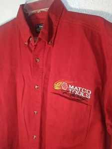 Matco Tools Racing Shirt Mens L Button Down Short Sleeve Embroidered Red - Picture 1 of 6