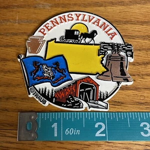 Pennsylvania Circle Magnet Liberty Bell Amish Horse and Carriage Covered Bridge  - Picture 1 of 6