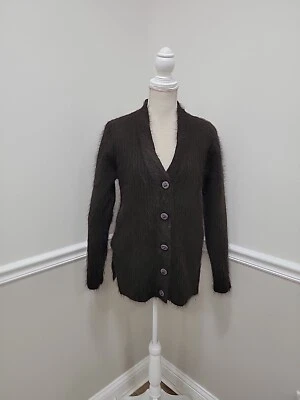 Cárdigan Vintage Angora Conejo Marrón Botones Chaqueta Foto 1 de 4