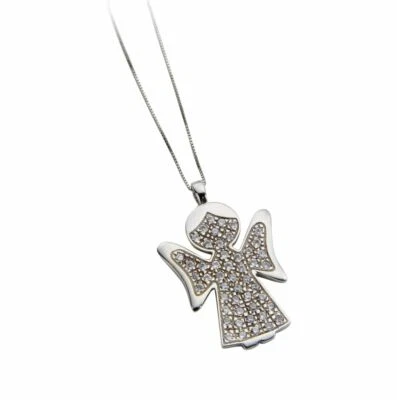 Collana con pendente ad angelo in argento sterling 925 rodiato senza nichel c... - Immagine 1 di 2