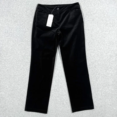 Eileen Fisher Pants Womens Small Petite Velveteen Black Velvet Straight NWT - Image 1 of 4