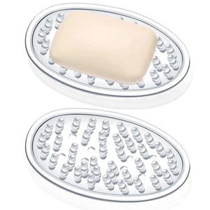 Plastic Soap Holder Soap Dish Bar Saver Tray with Holes Soap Sponge Holder fo... - Picture 1 of 8
