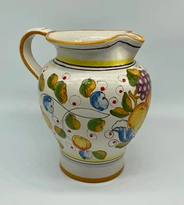 Arte D'italia imports pitcher jug 8" fruit grapes Italy yellow gold heavy - Picture 1 of 10